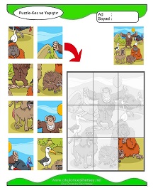 Puzzle Kes Yapıştır Çalışma Sayfaları
